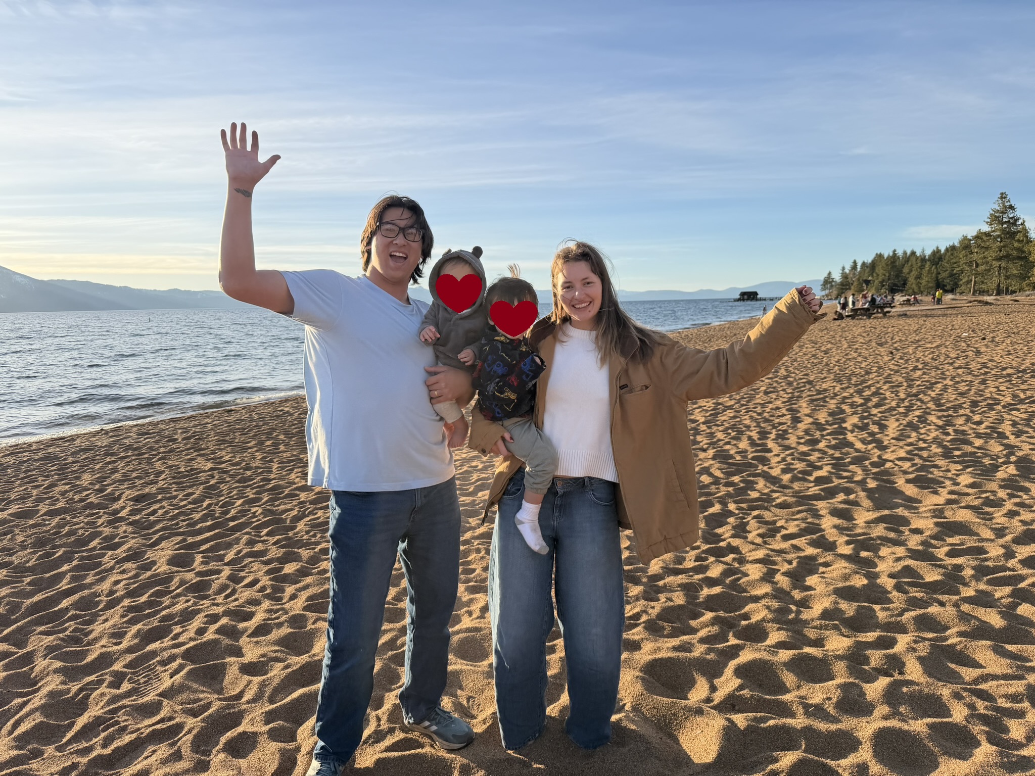 Noah with his family at the beach